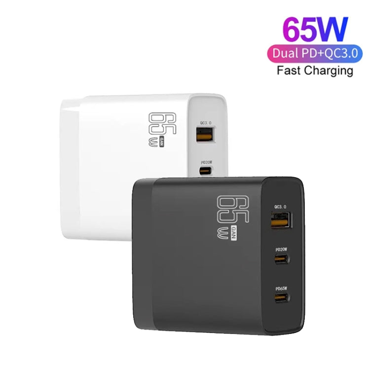 GAN 65W PD45W Dual Type-C+QC3.0 USB Multi Compatible Laptop Adapter EU + US Plug White - Power Supply by PMC TechLife | Online Shopping South Africa | PMC TechLife | Buy Now Pay Later Mobicred