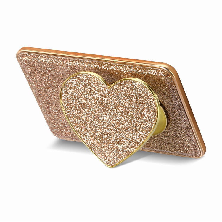 Electroplating Glitter Magsafe Airbag Heart Stand Phone Card Bag(Gold) - Others Accessories by PMC Jewellery | Online Shopping South Africa | PMC Jewellery