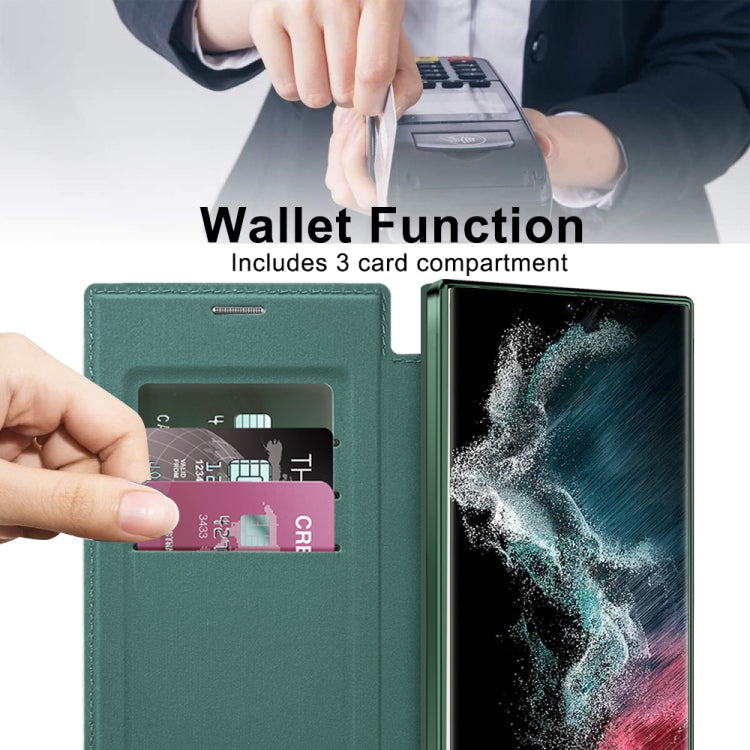 For Samsung Galaxy S22 Ultra 5G MagSafe Magnetic RFID Anti-theft Leather Phone Case(Green) - Galaxy S22 Ultra 5G Cases by PMC Jewellery | Online Shopping South Africa | PMC Jewellery