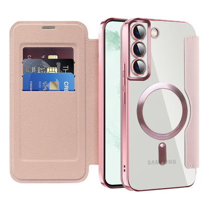 For Samsung Galaxy S22+ 5G Shield MagSafe RFID Anti-theft Leather Phone Case(Pink) - Galaxy S22+ 5G Cases by PMC Jewellery | Online Shopping South Africa | PMC Jewellery | Buy Now Pay Later Mobicred