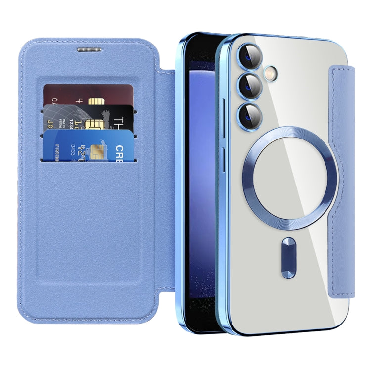 For Samsung Galaxy S23 FE 5G MagSafe Magnetic RFID Anti-theft Leather Phone Case(Blue) - Galaxy S23 FE 5G Cases by PMC Jewellery | Online Shopping South Africa | PMC Jewellery