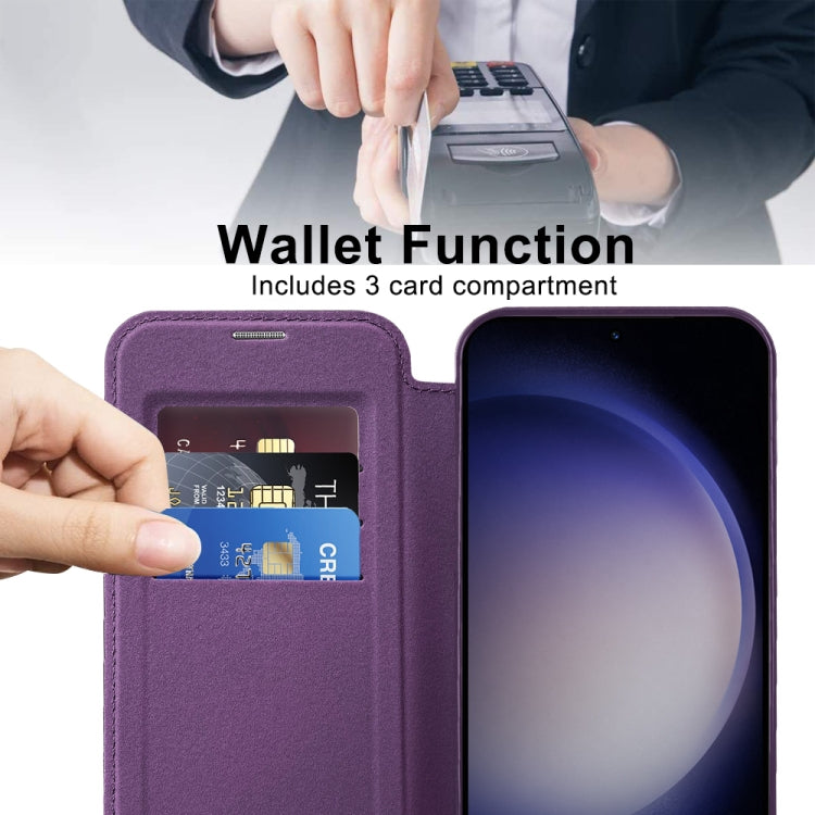 For Samsung Galaxy S25+ 5G Shield MagSafe RFID Anti-theft Leather Phone Case(Purple) - Galaxy S25+ 5G Cases by PMC Jewellery | Online Shopping South Africa | PMC Jewellery | Buy Now Pay Later Mobicred