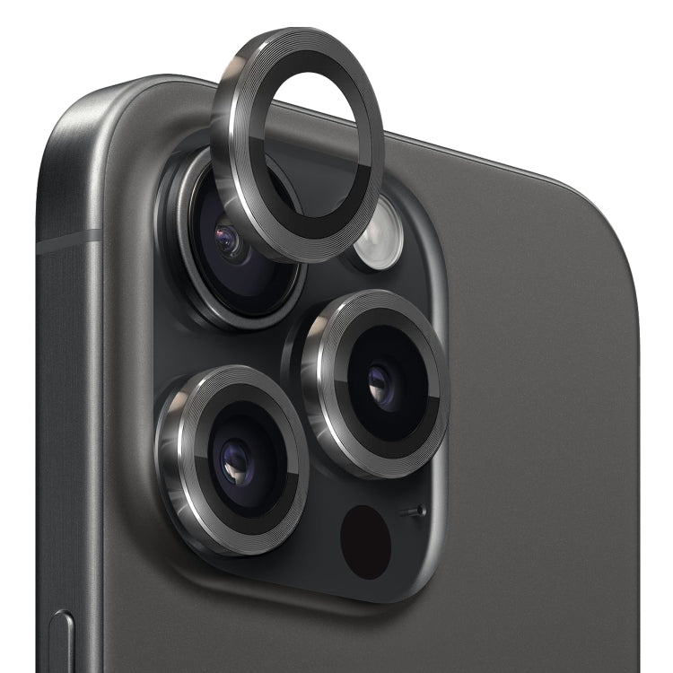 For iPhone 15 Pro / 15 Pro Max NORTHJO Camera Lens Protector Tempered Glass CD Vein Metal Ring Film(Black) - free shipping - PMC TechLife - Order now!