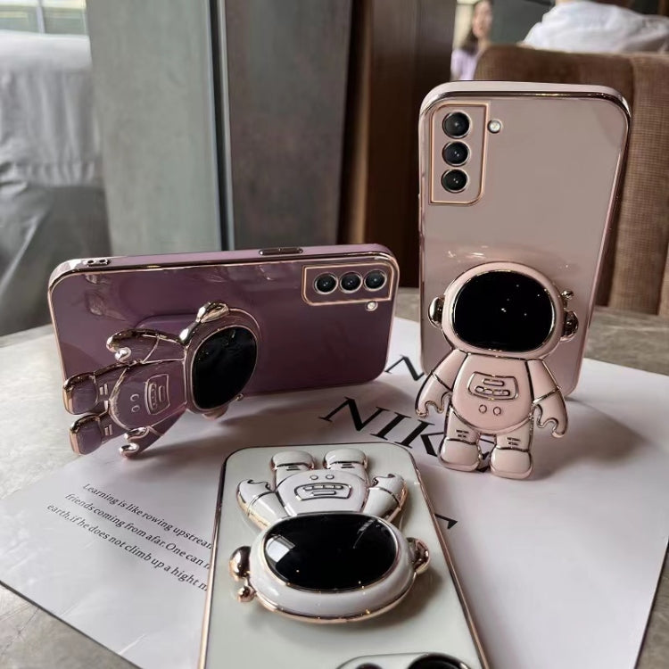 For Samsung Galaxy A34 5G Electroplating Astronaut Holder Phone Case(Pink) - Galaxy Phone Cases by PMC TechLife | Online Shopping South Africa | PMC TechLife