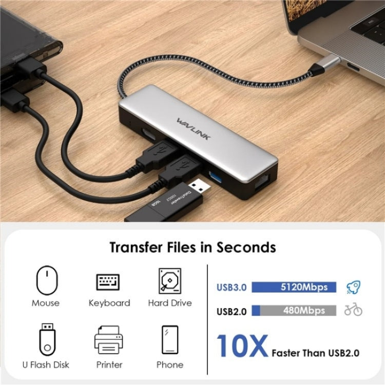 WAVLINK UHP3413 6 in 1 4K Thunderbolt 3 Type-C Devices Hub Adapter USB-C Docking Station - free shipping - PMC Jewellery - Order now!