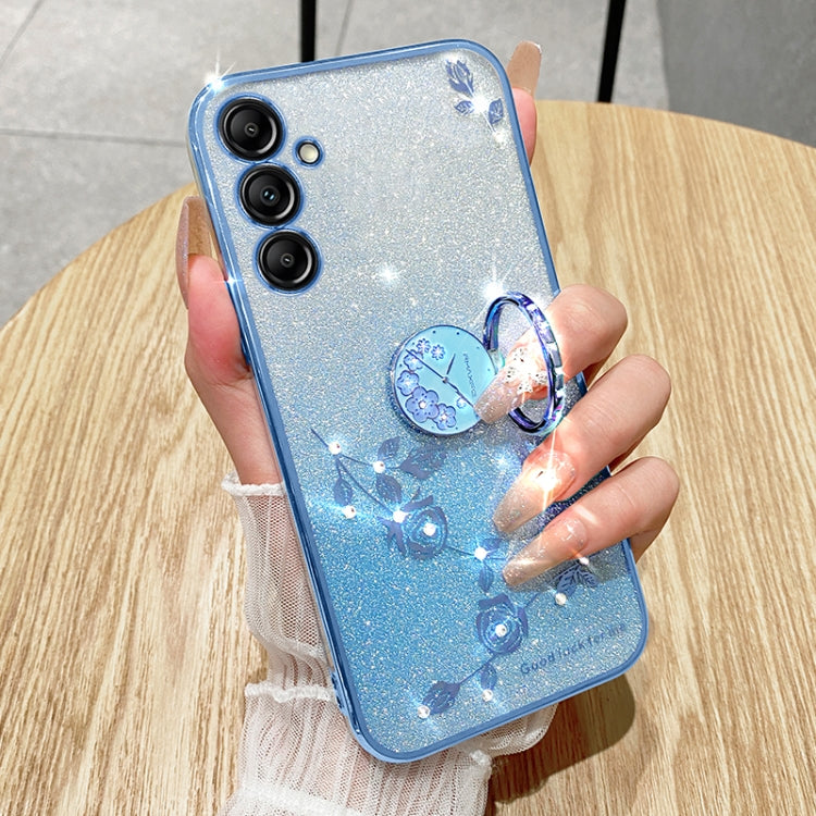 For Samsung Galaxy S25 5G Gradient Glitter Immortal Flower Ring All-inclusive Phone Case(Blue) - Galaxy S25 5G Cases by PMC Jewellery | Online Shopping South Africa | PMC Jewellery | Buy Now Pay Later Mobicred