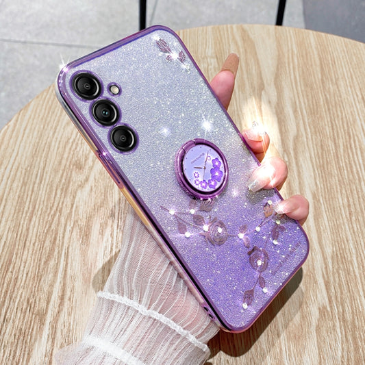 For Samsung Galaxy S25 5G Gradient Glitter Immortal Flower Ring All-inclusive Phone Case(Purple) - Galaxy S25 5G Cases by PMC Jewellery | Online Shopping South Africa | PMC Jewellery | Buy Now Pay Later Mobicred