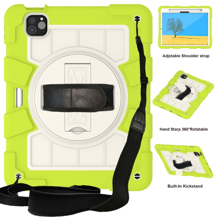 For iPad Air 11 2024 Silicone Hybrid PC Shockproof Tablet Case with Shoulder Strap(Love Birds Green) - iPad Air 11 2024 Cases by PMC Jewellery | Online Shopping South Africa | PMC Jewellery | Buy Now Pay Later Mobicred