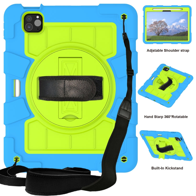 For iPad Air 11 2024 Silicone Hybrid PC Shockproof Tablet Case with Shoulder Strap(Bluish-Green) - iPad Air 11 2024 Cases by PMC TechLife | Online Shopping South Africa | PMC TechLife | Buy Now Pay Later Mobicred