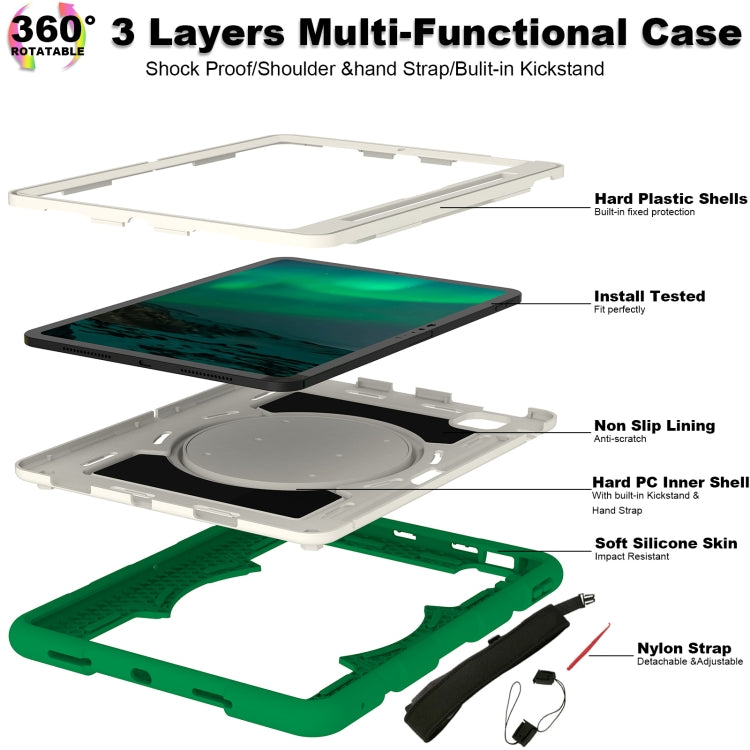 For iPad Pro 11 2024 Silicone Hybrid PC Shockproof Tablet Case with Shoulder Strap(Classic Green) - iPad Pro 11 2024 Cases by PMC TechLife | Online Shopping South Africa | PMC TechLife | Buy Now Pay Later Mobicred