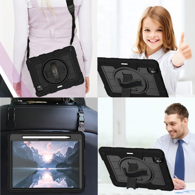 For iPad Pro 11 2024 Silicone Hybrid PC Shockproof Tablet Case with Shoulder Strap(Black) - iPad Pro 11 2024 Cases by PMC TechLife | Online Shopping South Africa | PMC TechLife | Buy Now Pay Later Mobicred