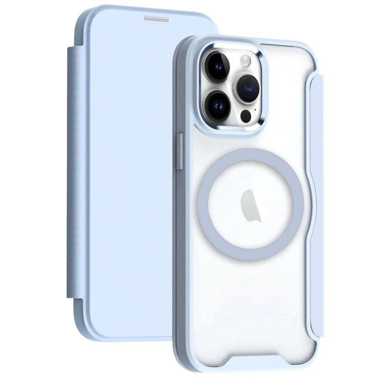 For iPhone 13 Pro MagSafe RFID Blocking Adsorption Flip Leather Phone Case(Blue) - iPhone 13 Pro Cases by PMC TechLife | Online Shopping South Africa | PMC TechLife