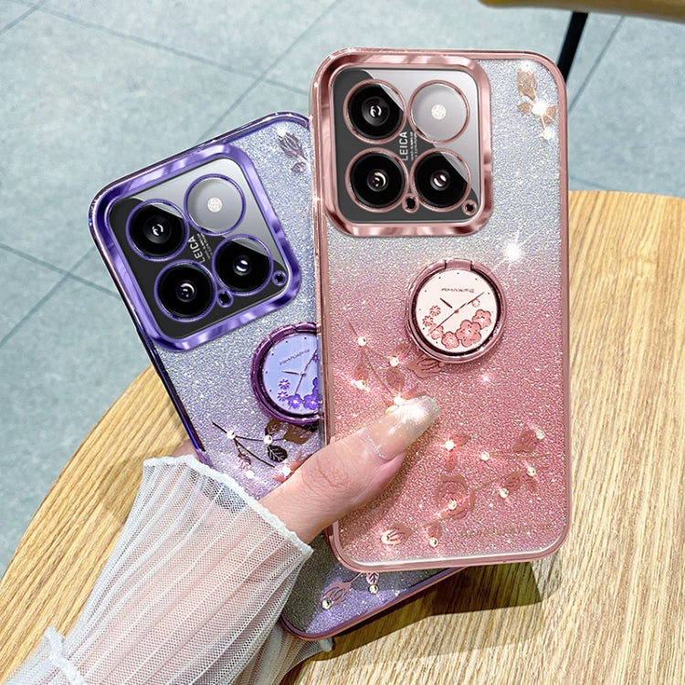 For Xiaomi 14 Gradient Glitter Immortal Flower Ring All-inclusive Phone Case(Pink) - 14 Pro Cases by PMC TechLife | Online Shopping South Africa | PMC TechLife | Buy Now Pay Later Mobicred