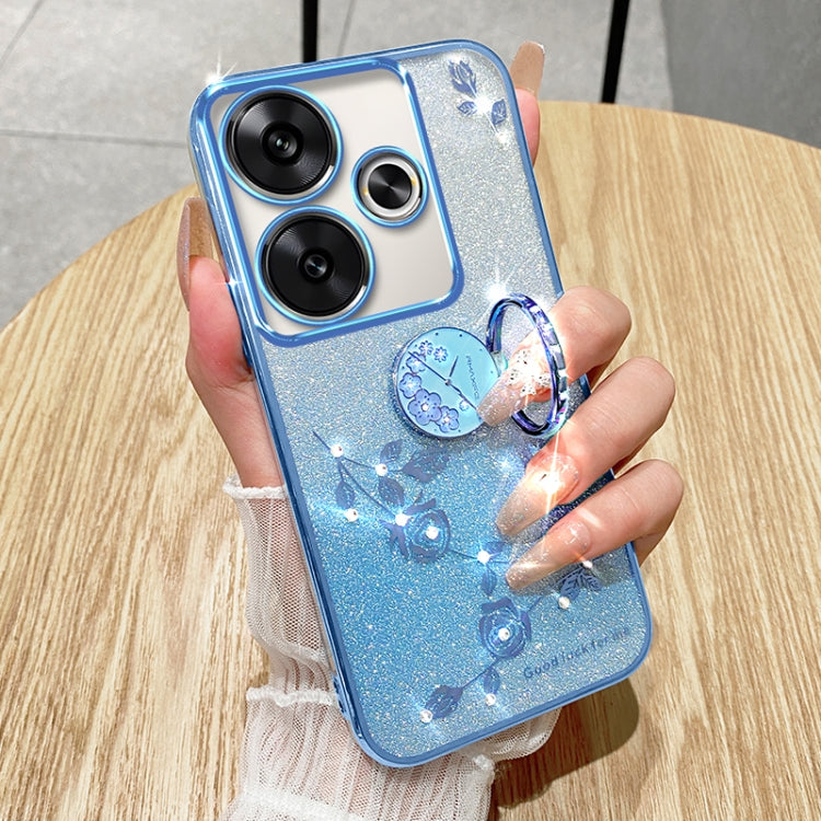 For Xiaomi Redmi Turbo 3 Gradient Glitter Immortal Flower Ring All-inclusive Phone Case(Blue) - Xiaomi Cases by PMC TechLife | Online Shopping South Africa | PMC TechLife | Buy Now Pay Later Mobicred