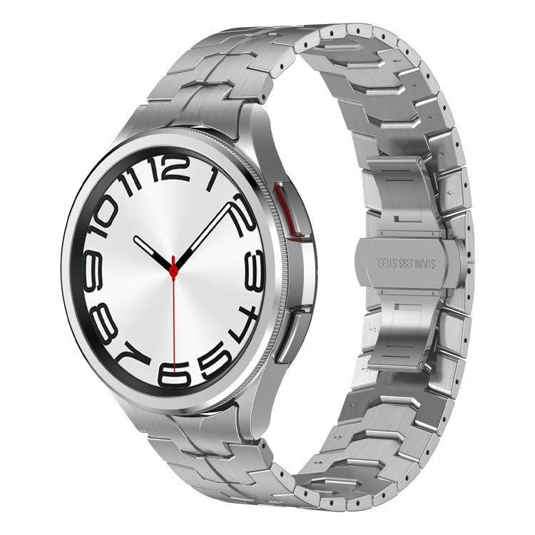 For Samsung Galaxy Watch 5 40 / 44mm Lron Man Curved Connection Stainless Steel Watch Band(Silver) - Watch Bands by PMC Jewellery | Online Shopping South Africa | PMC Jewellery