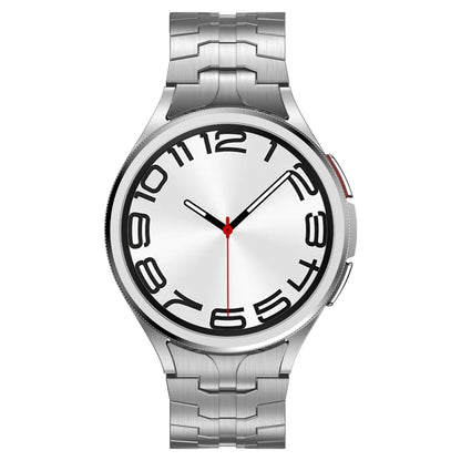 For Samsung Galaxy Watch 4 40 / 44mm Lron Man Curved Connection Stainless Steel Watch Band(Silver) - Watch Bands by PMC Jewellery | Online Shopping South Africa | PMC Jewellery