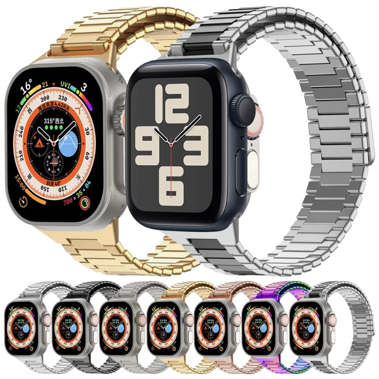 For Apple Watch Series 3 42mm Bamboo Magnetic Stainless Steel Metal Watch Strap(Silver Black) - Watch Bands by PMC Jewellery | Online Shopping South Africa | PMC Jewellery