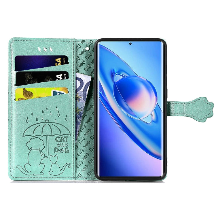 For Blackview A200 Pro Cat and Dog Embossed Leather Phone Case(Green) - More Brand by PMC TechLife | Online Shopping South Africa | PMC TechLife