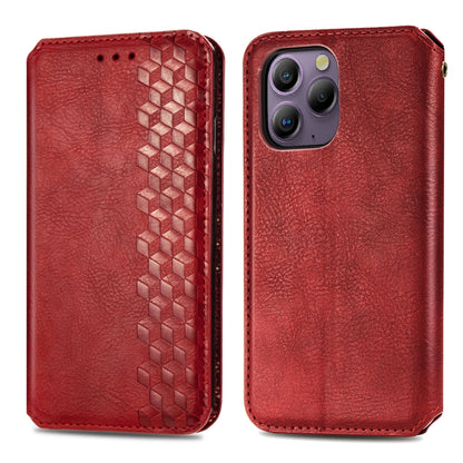 For Blackview A96 Cubic Grid Pressed Magnetic Leather Phone Case(Red) - More Brand by PMC Jewellery | Online Shopping South Africa | PMC Jewellery