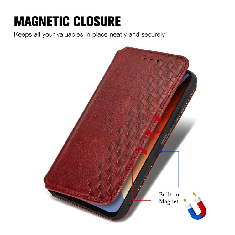 For Blackview A96 Cubic Grid Pressed Magnetic Leather Phone Case(Red) - More Brand by PMC TechLife | Online Shopping South Africa | PMC TechLife | Buy Now Pay Later Mobicred