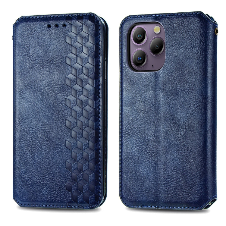 For Blackview A96 Cubic Grid Pressed Magnetic Leather Phone Case(Blue) - More Brand by PMC Jewellery | Online Shopping South Africa | PMC Jewellery