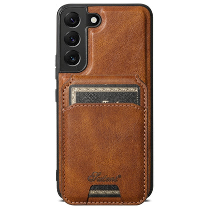 For Samsung Galaxy S22+ 5G Suteni H15 MagSafe Oil Eax Leather Detachable Wallet Back Phone Case(Brown) - Galaxy S22 5G Cases by Suteni | Online Shopping South Africa | PMC Jewellery