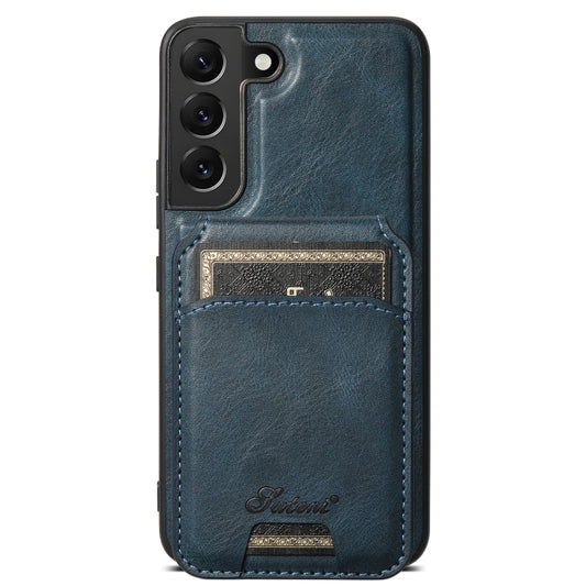 For Samsung Galaxy S22+ 5G Suteni H15 MagSafe Oil Eax Leather Detachable Wallet Back Phone Case(Blue) - Galaxy S22 5G Cases by Suteni | Online Shopping South Africa | PMC Jewellery
