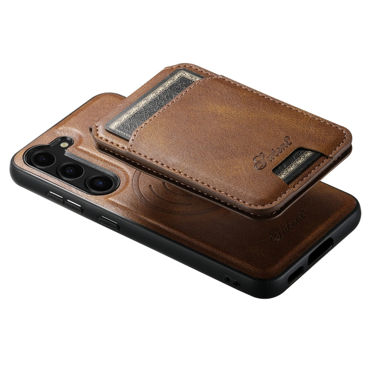 For Samsung Galaxy S24+ 5G Suteni H15 MagSafe Oil Eax Leather Detachable Wallet Back Phone Case(Khaki) - Galaxy S24+ 5G Cases by Suteni | Online Shopping South Africa | PMC Jewellery