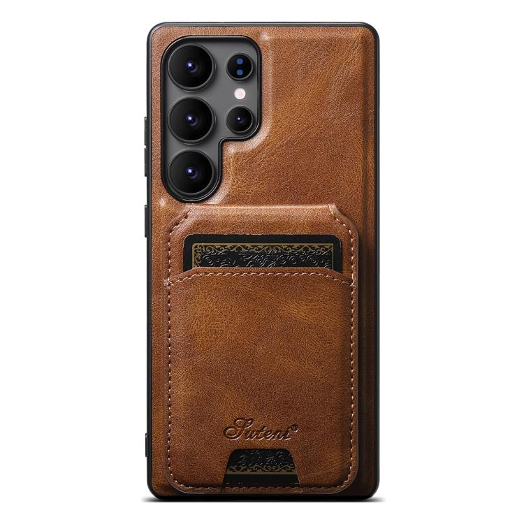 For Samsung Galaxy S25 Ultra 5G Suteni H15  Oil Eax Leather Detachable Wallet Back Phone Case(Brown) - Galaxy S25 Ultra 5G Cases by Suteni | Online Shopping South Africa | PMC Jewellery | Buy Now Pay Later Mobicred