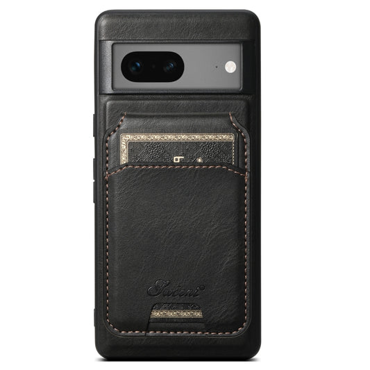 For Google Pixel 8 Suteni H15 Oil Eax Leather Detachable Wallet Back Phone Case(Black) - Google Cases by Suteni | Online Shopping South Africa | PMC Jewellery | Buy Now Pay Later Mobicred