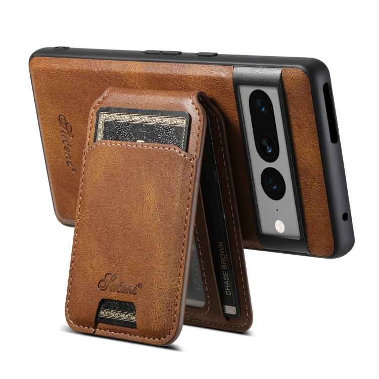 For Google Pixel 7 Pro Suteni H15 Oil Eax Leather Detachable Wallet Back Phone Case(Brown) - free shipping - PMC Jewellery - Order now!