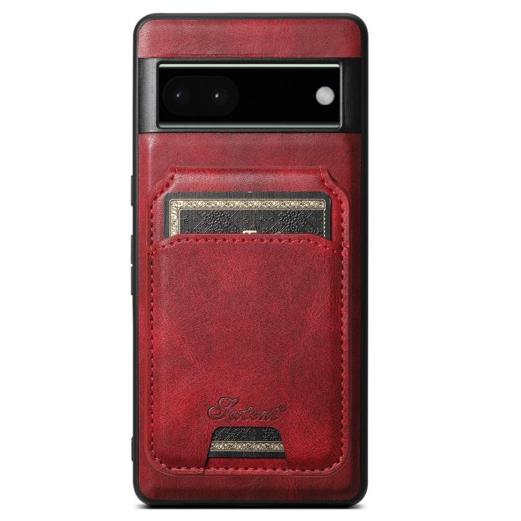 For Google Pixel 6a Suteni H15 Oil Eax Leather Detachable Wallet Back Phone Case(Red) - Google Cases by Suteni | Online Shopping South Africa | PMC Jewellery | Buy Now Pay Later Mobicred