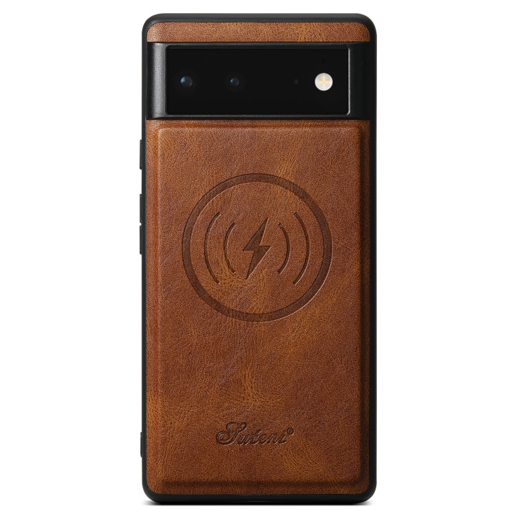 For Google Pixel 6 Suteni H15 Oil Eax Leather Detachable Wallet Back Phone Case(Brown) - Google Cases by Suteni | Online Shopping South Africa | PMC Jewellery | Buy Now Pay Later Mobicred