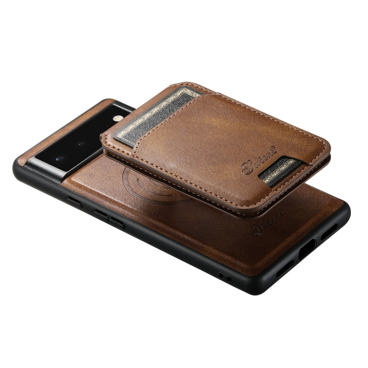 For Google Pixel 6 Suteni H15 Oil Eax Leather Detachable Wallet Back Phone Case(Brown) - Google Cases by Suteni | Online Shopping South Africa | PMC Jewellery | Buy Now Pay Later Mobicred