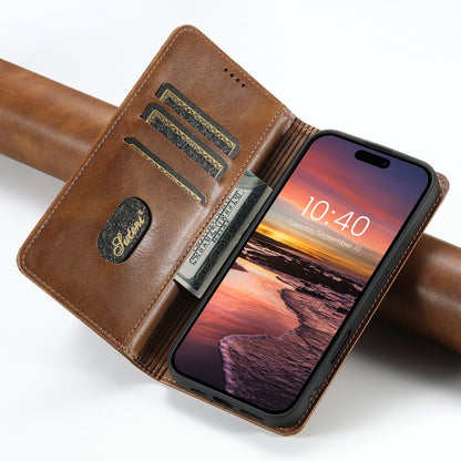 For iPhone 16 Pro Max Suteni J02 Oil Wax Wallet Leather Phone Case(Brown) - iPhone 16 Pro Max Cases by Suteni | Online Shopping South Africa | PMC Jewellery | Buy Now Pay Later Mobicred