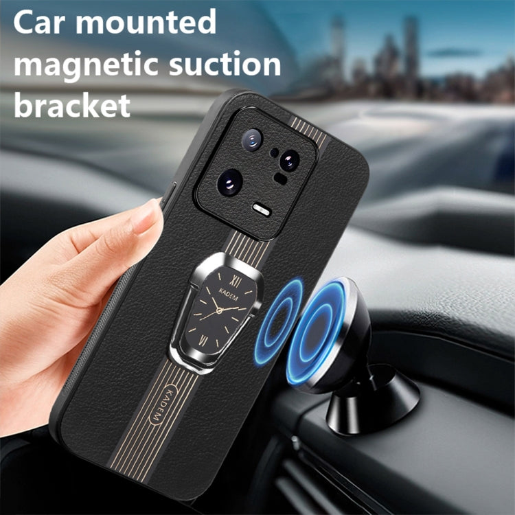 For Xiaomi 13 Pro Magnetic Litchi Leather Back Phone Case with Holder(Black) - Xiaomi Cases by PMC TechLife | Online Shopping South Africa | PMC TechLife | Buy Now Pay Later Mobicred