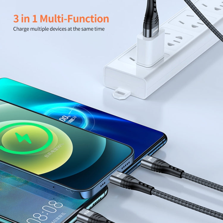 ENKAY 3-in-1 6A USB to Type-C / 8 Pin / Micro USB Multifunction Fast Charging Cable, Cable Length:2m(Black) - Multifunction Cable by ENKAY | Online Shopping South Africa | PMC Jewellery | Buy Now Pay Later Mobicred