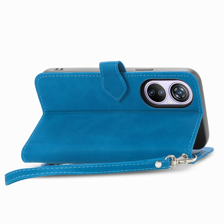 For Blackview A200 Pro Embossed Flower Zipper Leather Phone Case(Blue) - More Brand by PMC TechLife | Online Shopping South Africa | PMC TechLife