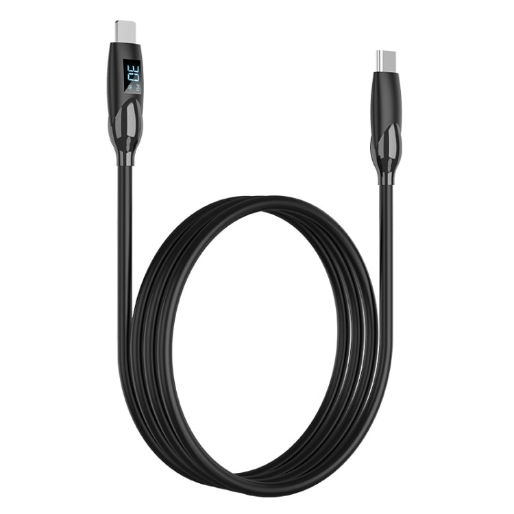 ENKAY PD30W Type-C to 8 Pin Fast Charging Data Silicone Cable with LED Display, Length:2m(Black) - free shipping - PMC Jewellery - Order now!