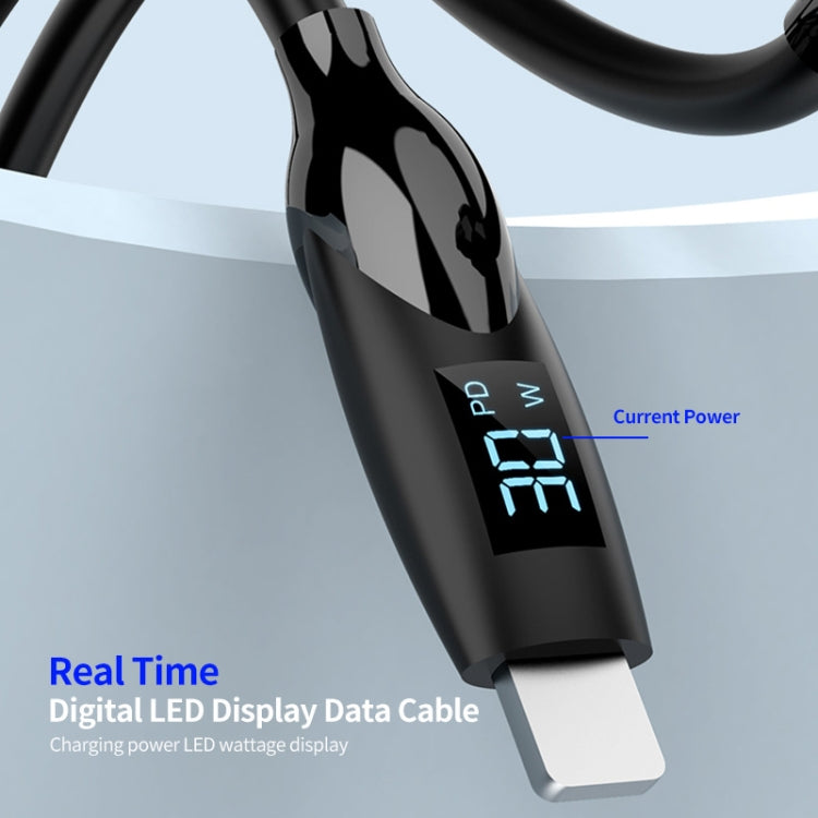 ENKAY PD30W Type-C to 8 Pin Fast Charging Data Silicone Cable with LED Display, Length:2m(Black) - free shipping - PMC Jewellery - Order now!