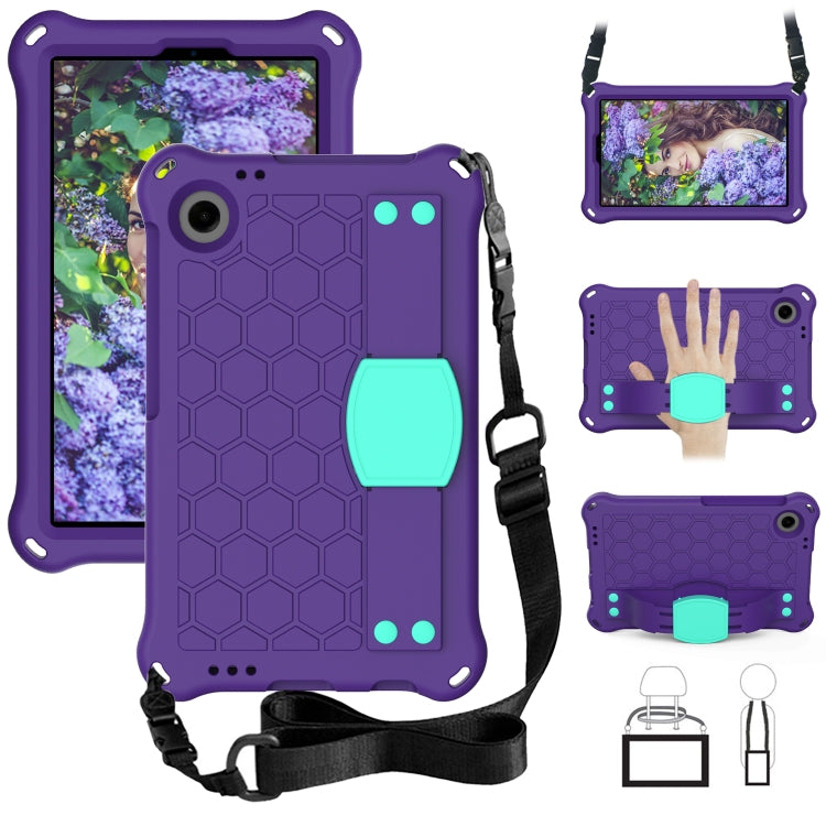 For Alcatel Joy Tab2 2020 / 3T 8.0 Honeycomb EVA Hybrid PC Tablet Case with Strap(Purple+Aqua) - free shipping - PMC TechLife - Order now!