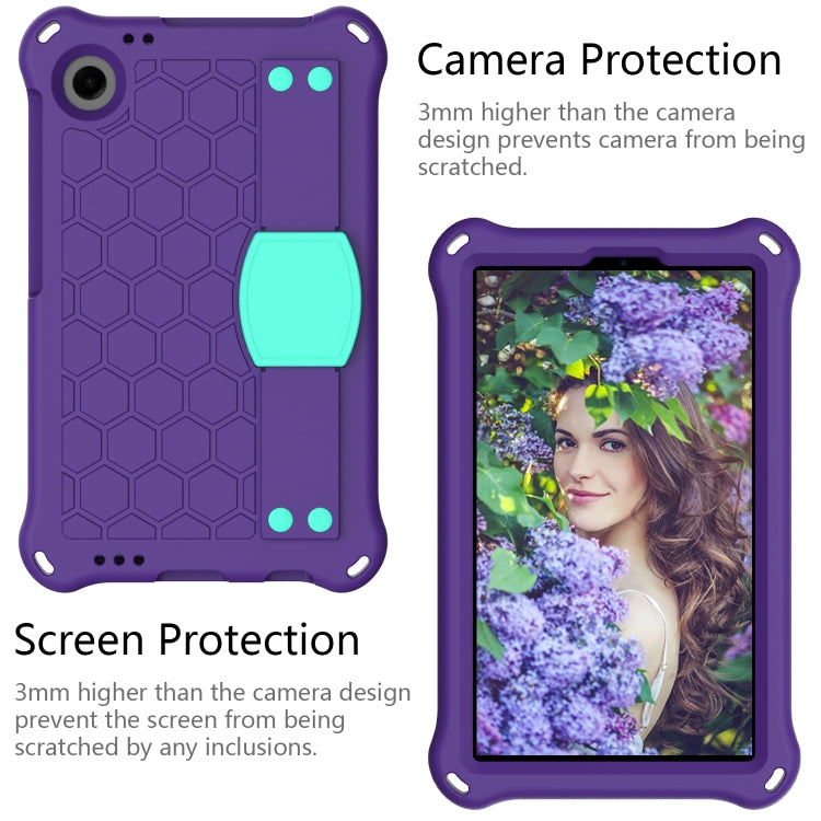 For Alcatel Joy Tab2 2020 / 3T 8.0 Honeycomb EVA Hybrid PC Tablet Case with Strap(Purple+Aqua) - free shipping - PMC TechLife - Order now!