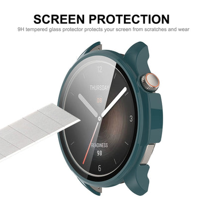 For Amazfit Balance A2286 ENKAY Hat-Prince Full Coverage Tempered Glass Film Integrated PC Watch Case(Dark Green) - Watch Cases by ENKAY | Online Shopping South Africa | PMC Jewellery