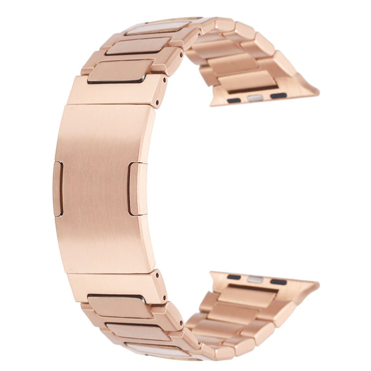 For Apple Watch Series 7 41mm Stainless Steel H-Shaped Fold Buckle Watch Band(Rose Gold) - Watch Bands by PMC Jewellery | Online Shopping South Africa | PMC Jewellery