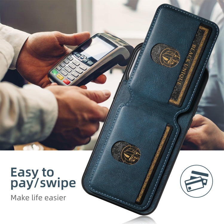 For iPhone 16 Pro Suteni H02 Leather Wallet Stand Back Phone Case(Blue) - free shipping - PMC Jewellery - Order now!