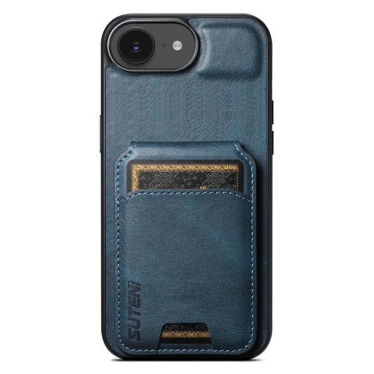 For iPhone 16e Suteni H02 Leather Wallet Stand Back Phone Case(Blue) - iPhone 16e Cases by Suteni | Online Shopping South Africa | PMC Jewellery | Buy Now Pay Later Mobicred