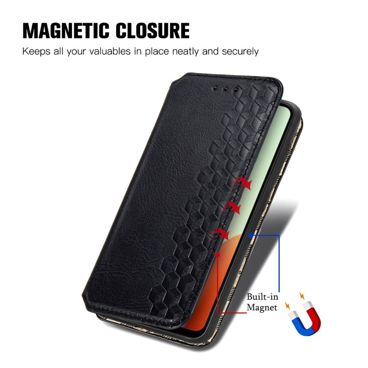 For Tecno Spark Go 2024 Cubic Grid Pressed Magnetic Leather Phone Case(Black) - Tecno Cases by PMC Jewellery | Online Shopping South Africa | PMC Jewellery | Buy Now Pay Later Mobicred