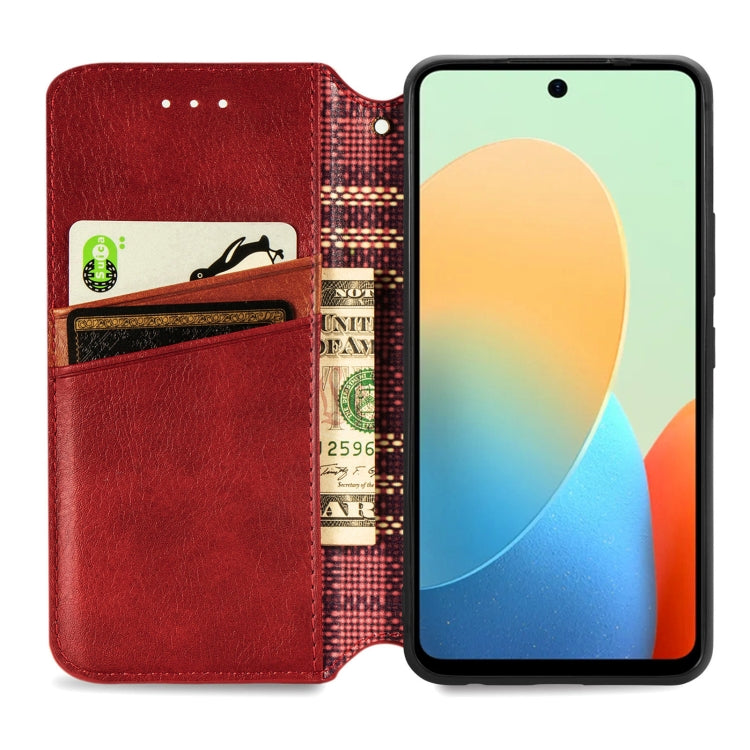 For Tecno Spark Go 2024 Cubic Grid Pressed Magnetic Leather Phone Case(Red) - Tecno Cases by PMC Jewellery | Online Shopping South Africa | PMC Jewellery | Buy Now Pay Later Mobicred