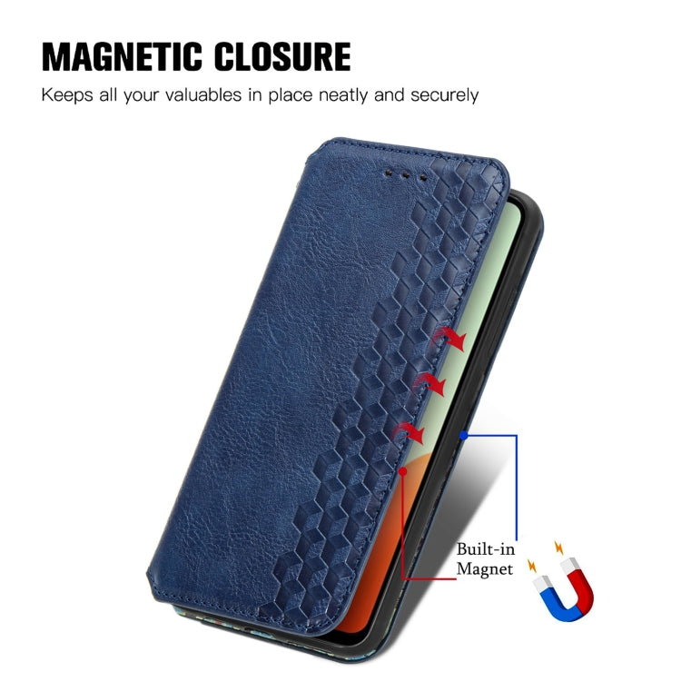 For Tecno Spark Go 2024 Cubic Grid Pressed Magnetic Leather Phone Case(Blue) - Tecno Cases by PMC Jewellery | Online Shopping South Africa | PMC Jewellery | Buy Now Pay Later Mobicred