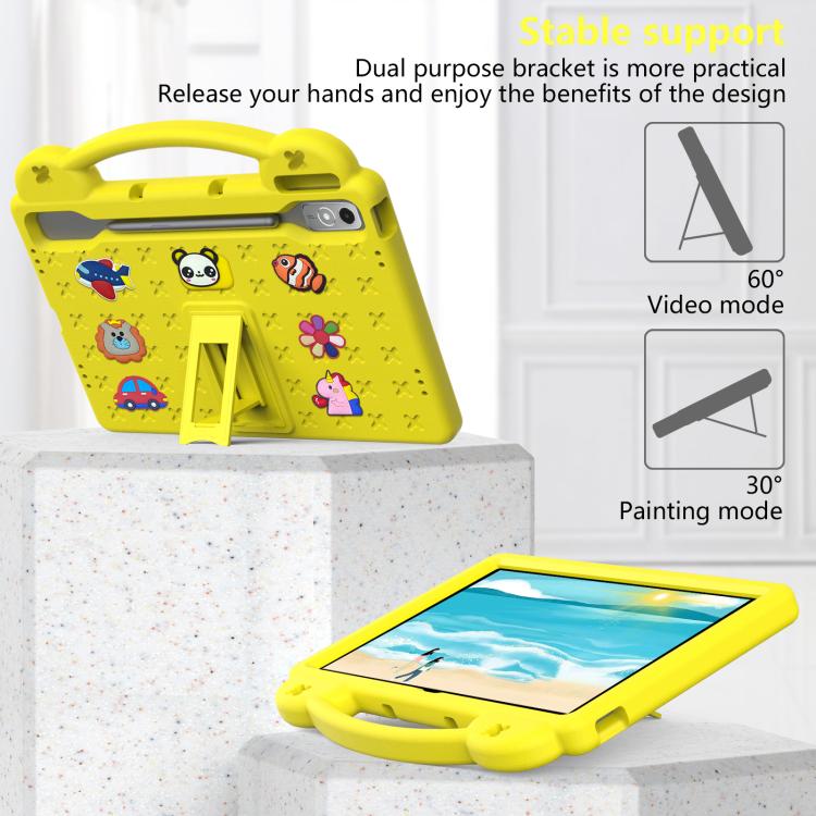 For  Lenovo Xiaoxin Pad Pro 12.7 2025 Handle Kickstand Children EVA Shockproof Tablet Case(Yellow) - Lenovo by PMC TechLife | Online Shopping South Africa | PMC TechLife | Buy Now Pay Later Mobicred